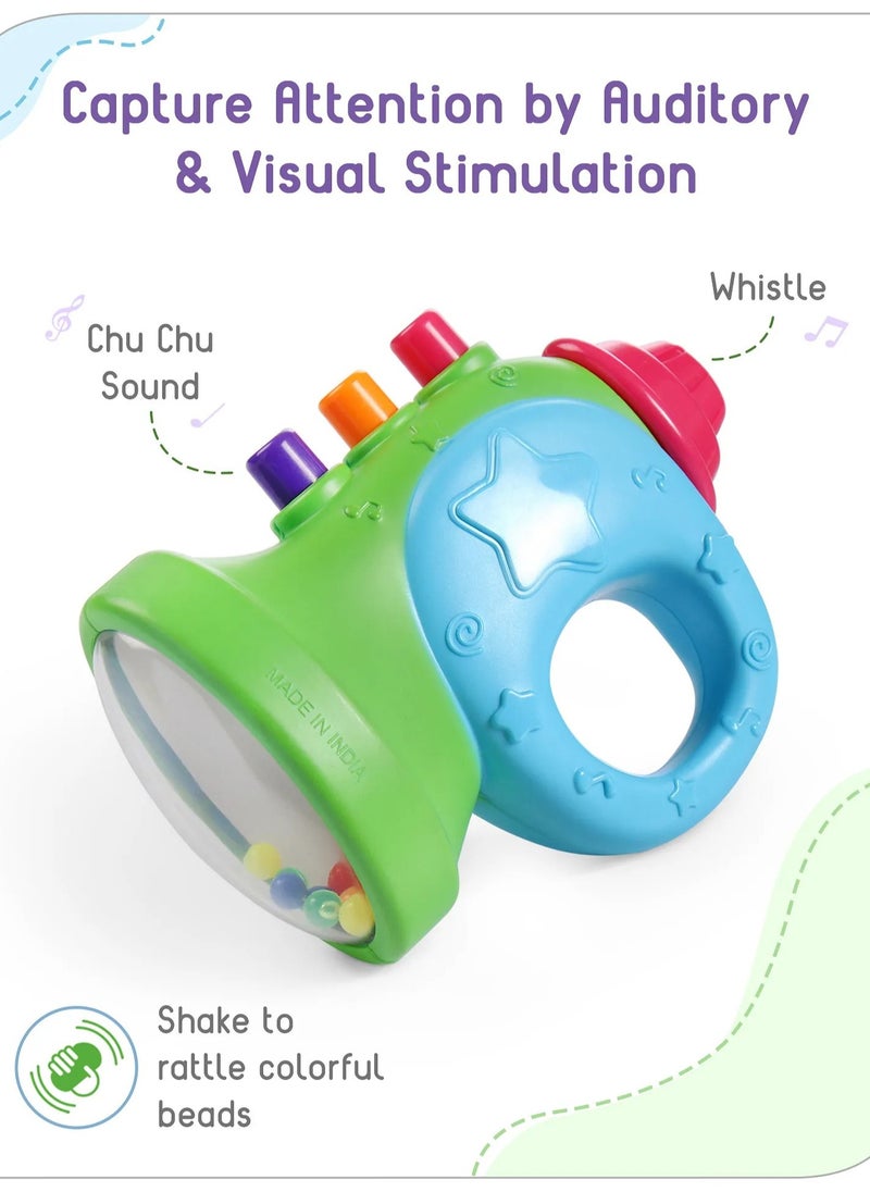 Babyhug Musical Rattles Gift Set, No Sharp Edges, Lightweight, Sturdy, 0 Months+, Pack of 3 - Multicolour