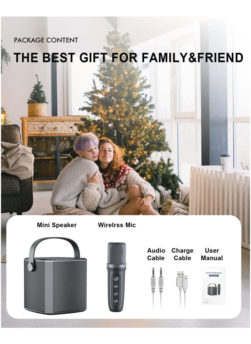 YS-102 Bluetooth Speaker Small Family Outdoor KTV Karaoke Microphone Professional Children’s Singing Speaker USB TF AUX Bluetooth Connectivity Rechargeable Vocal Adjust Black