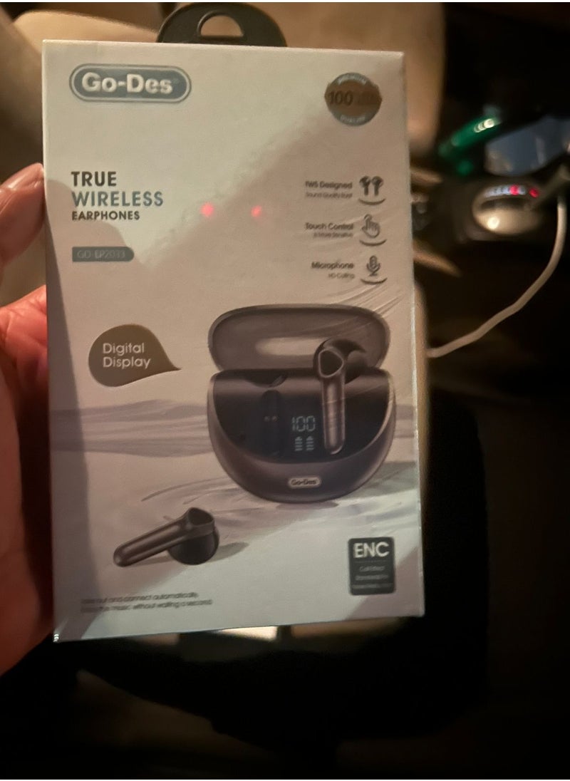 GO-DES TWS BLUETOOTH 5.3 EARPHONES WITH TOUCH CONTROL HD  MIC DIGITAL DISPLAY