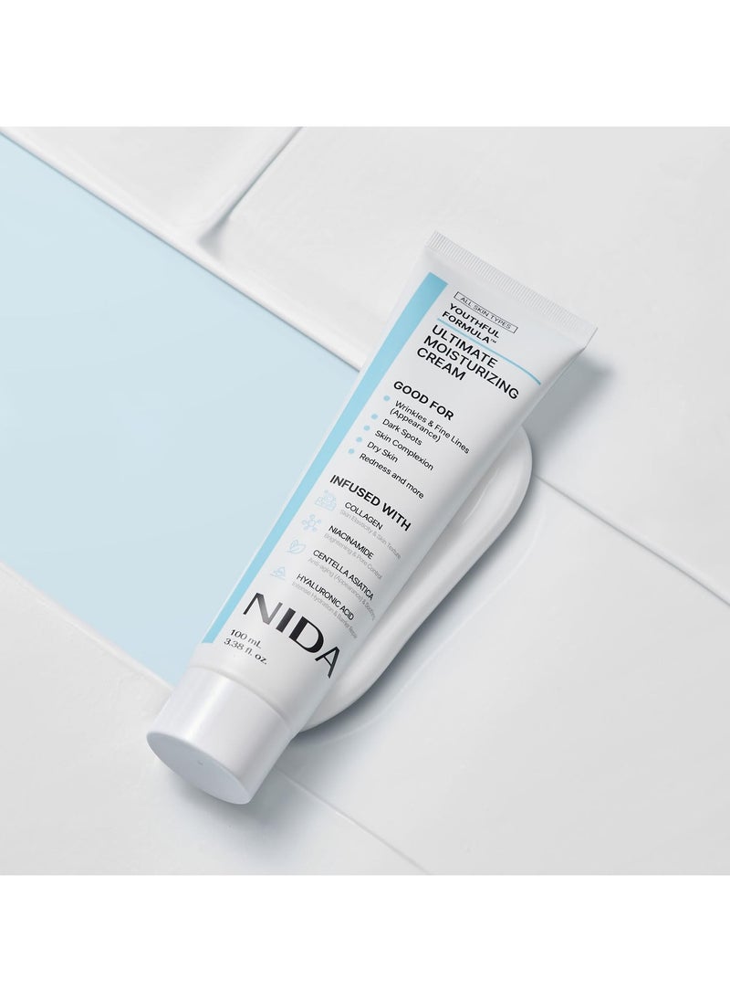 Ultimate Moisturizing Cream | Centella Asiatica, Niacinamide, Hyaluronic Acid, Collagen | Wrinkles, Fine Lines, Dark Spots, Dry Skin, Redness | 3.38 fl. oz., 100ml