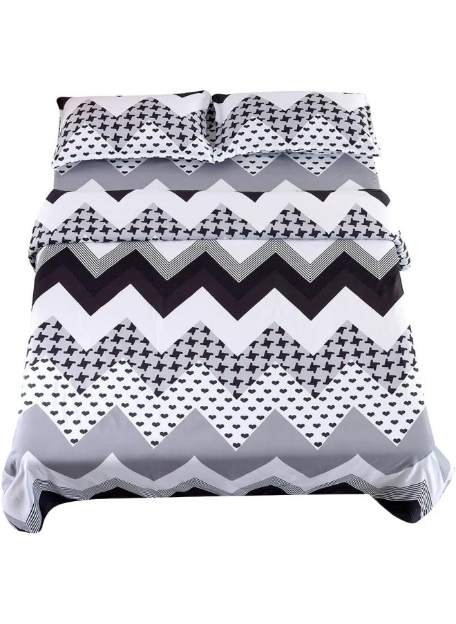 HOOBUY Soft Microfiber Printed Bed Sheets Set, All Seasons Bedding 3-Piece, Includes Floral Patterned Flat Sheet, Fitted Sheet with Elastic Deep Pocket & Pillowcase (IRIS, Twin)