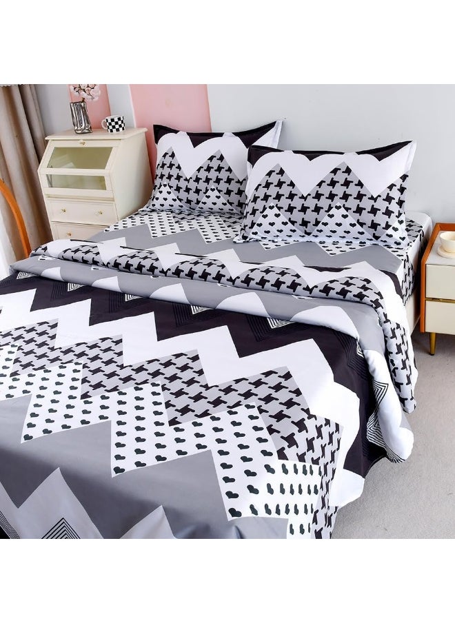 HOOBUY Soft Microfiber Printed Bed Sheets Set, All Seasons Bedding 3-Piece, Includes Floral Patterned Flat Sheet, Fitted Sheet with Elastic Deep Pocket & Pillowcase (IRIS, Twin)