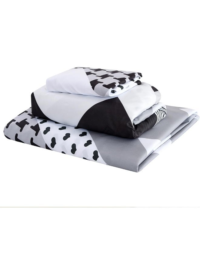 HOOBUY Soft Microfiber Printed Bed Sheets Set, All Seasons Bedding 3-Piece, Includes Floral Patterned Flat Sheet, Fitted Sheet with Elastic Deep Pocket & Pillowcase (IRIS, Twin)