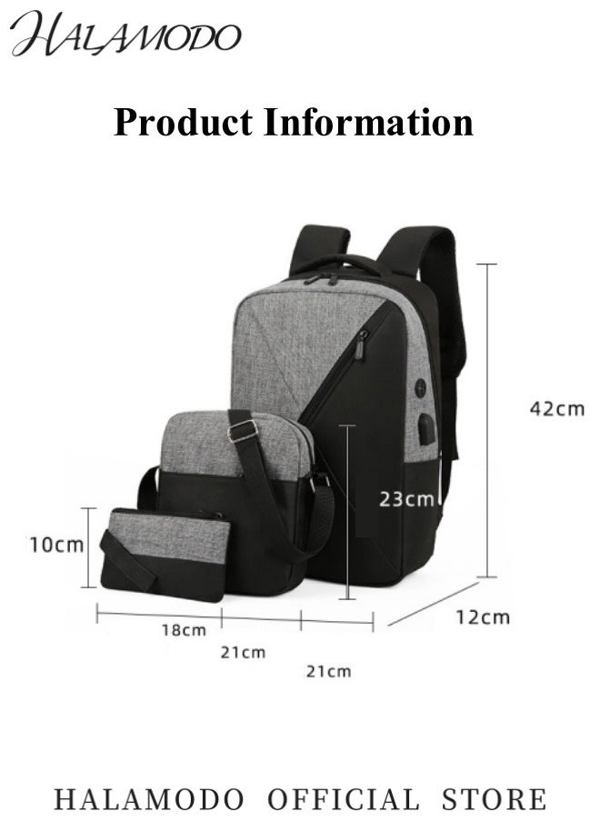 3PCS Laptop Bag Sets Large Capacity Laptop Backpack with USB Charging Port 15.6inch Office Laptop Work Bags Business Backpack for Men Women