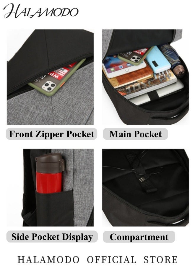 3PCS Laptop Bag Sets Large Capacity Laptop Backpack with USB Charging Port 15.6inch Office Laptop Work Bags Business Backpack for Men Women