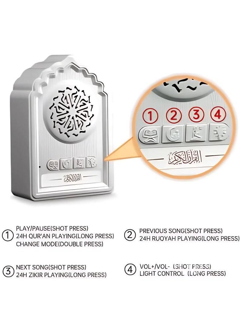 Equantu QB812 Quran Decoration Wall Plug Islamic Muslim Player - Powerful Complete Quran Recitation, Zikir Speaker - Home, Mosque, Office
