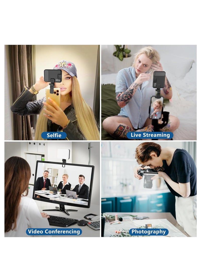 60 LED Portable Selfie Light Video Conference Lighting with Clip & Camera Tripod Adapter Rechargeable 2200mAh CRI 97+, 3 Light Modes for Phone iPhone Webcam Laptop Photo Makeup