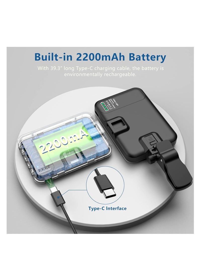 60 LED Portable Selfie Light Video Conference Lighting with Clip & Camera Tripod Adapter Rechargeable 2200mAh CRI 97+, 3 Light Modes for Phone iPhone Webcam Laptop Photo Makeup