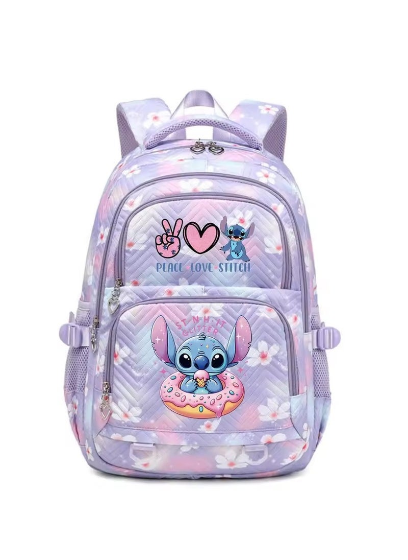 Stitch cartoon print embossed large capacity schoolbag for primary and secondary school students cute backpack light and fashionable backpack 31*43*16CM