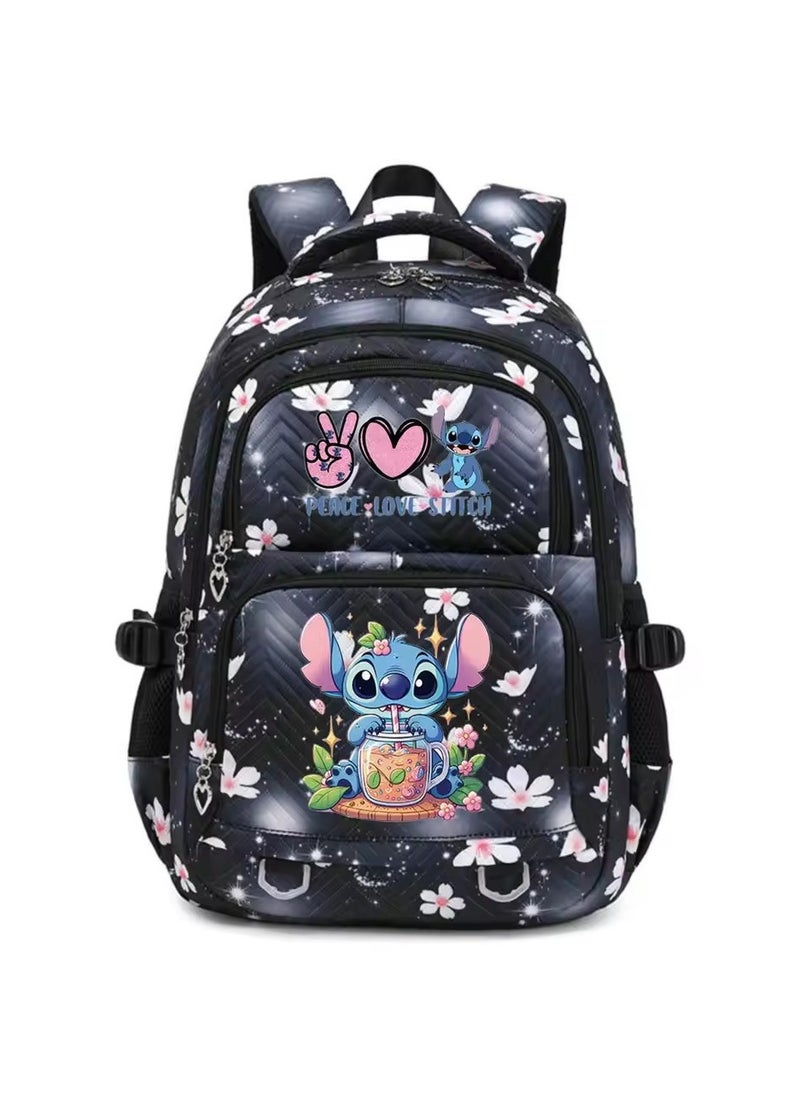 Stitch cartoon print embossed large capacity schoolbag for primary and secondary school students cute backpack light and fashionable backpack 31*43*16CM