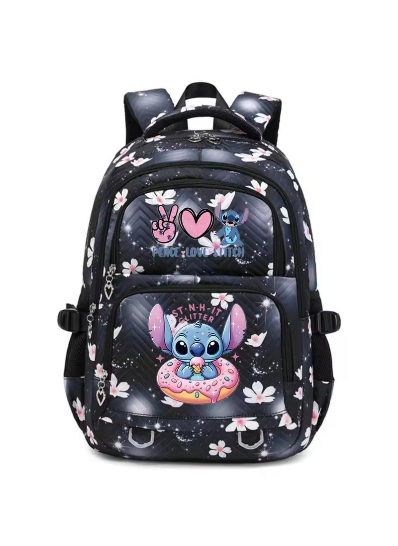 Stitch cartoon print embossed large capacity schoolbag for primary and secondary school students cute backpack light and fashionable backpack 31*43*16CM