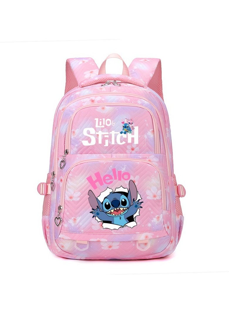 Stitch cartoon print embossed large capacity schoolbag for primary and secondary school students cute backpack light and fashionable backpack 31*43*16CM