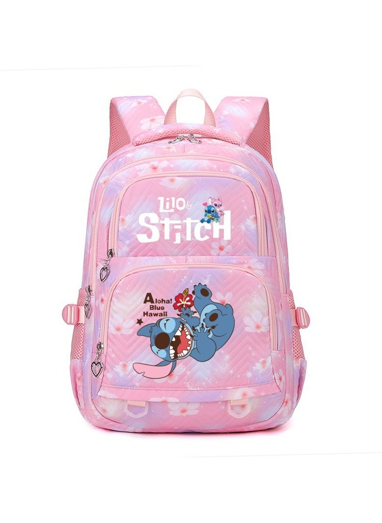 Stitch cartoon print embossed large capacity schoolbag for primary and secondary school students cute backpack light and fashionable backpack 31*43*16CM