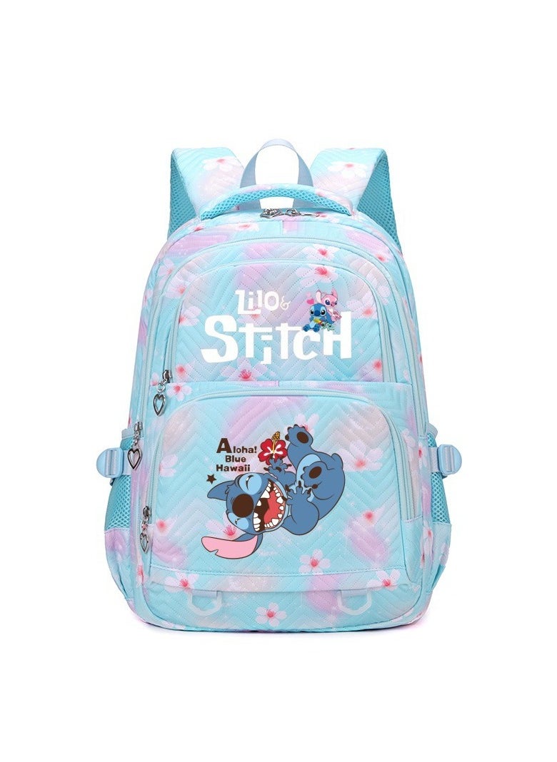 Stitch cartoon print embossed large capacity schoolbag for primary and secondary school students cute backpack light and fashionable backpack 31*43*16CM