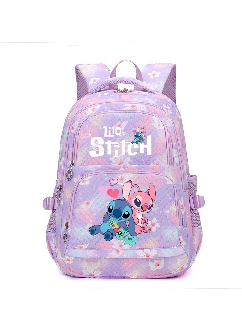 Stitch cartoon print embossed large capacity schoolbag for primary and secondary school students cute backpack light and fashionable backpack 31*43*16CM