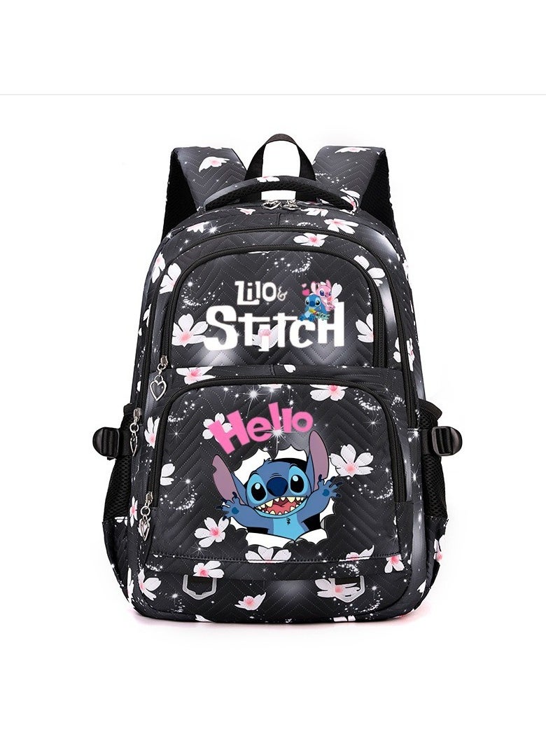 Stitch cartoon print embossed large capacity schoolbag for primary and secondary school students cute backpack light and fashionable backpack 31*43*16CM