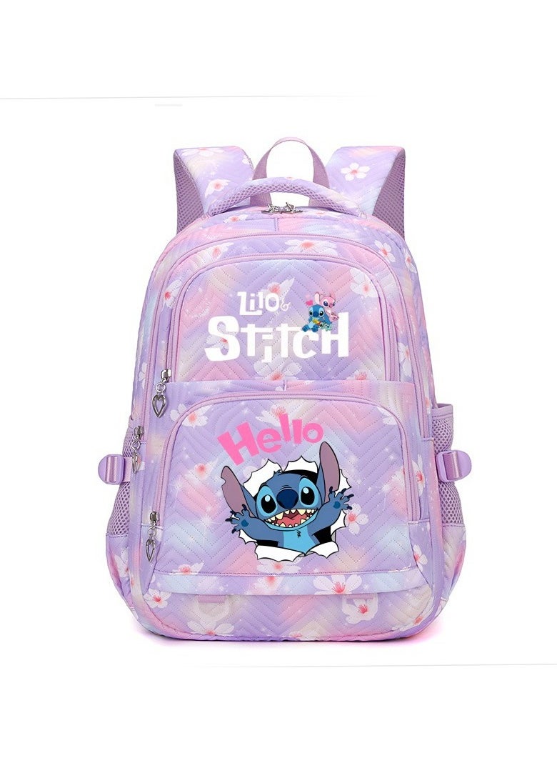 Stitch cartoon print embossed large capacity schoolbag for primary and secondary school students cute backpack light and fashionable backpack 31*43*16CM