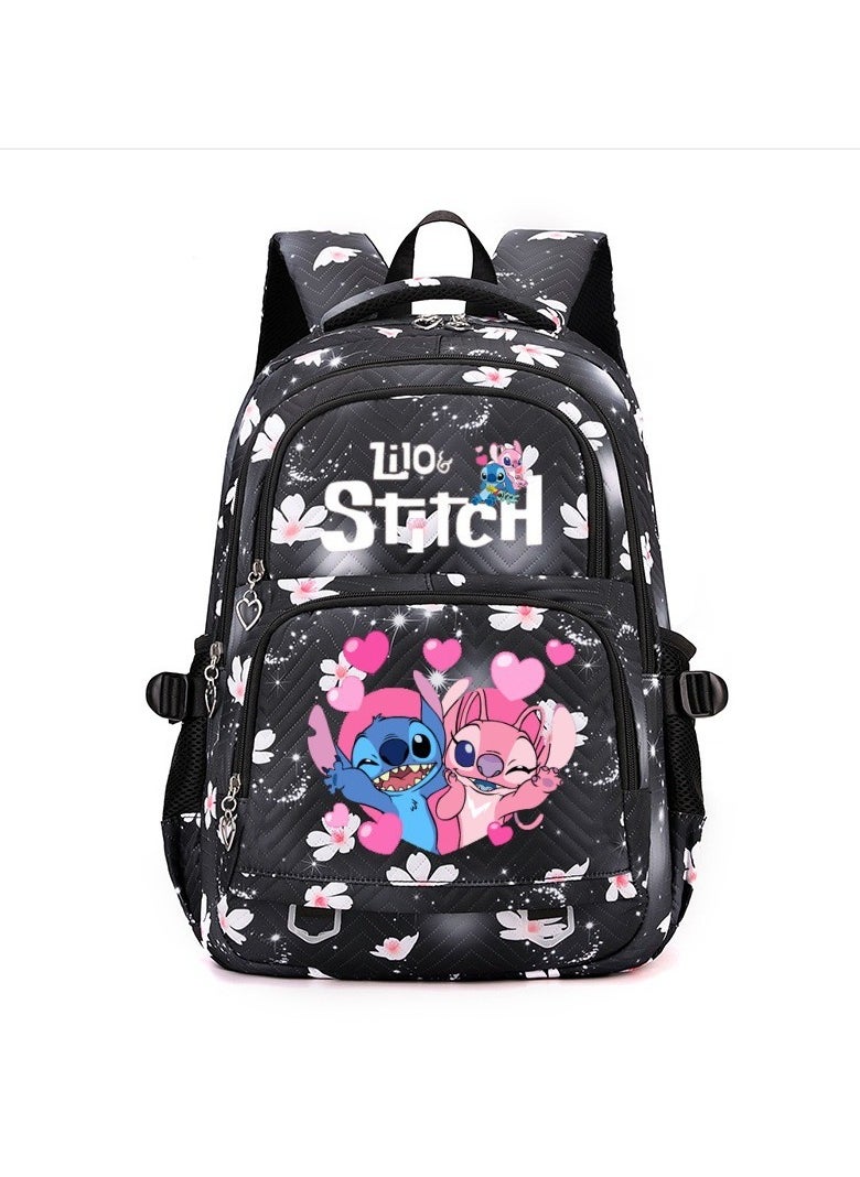 Stitch cartoon print embossed large capacity schoolbag for primary and secondary school students cute backpack light and fashionable backpack 31*43*16CM