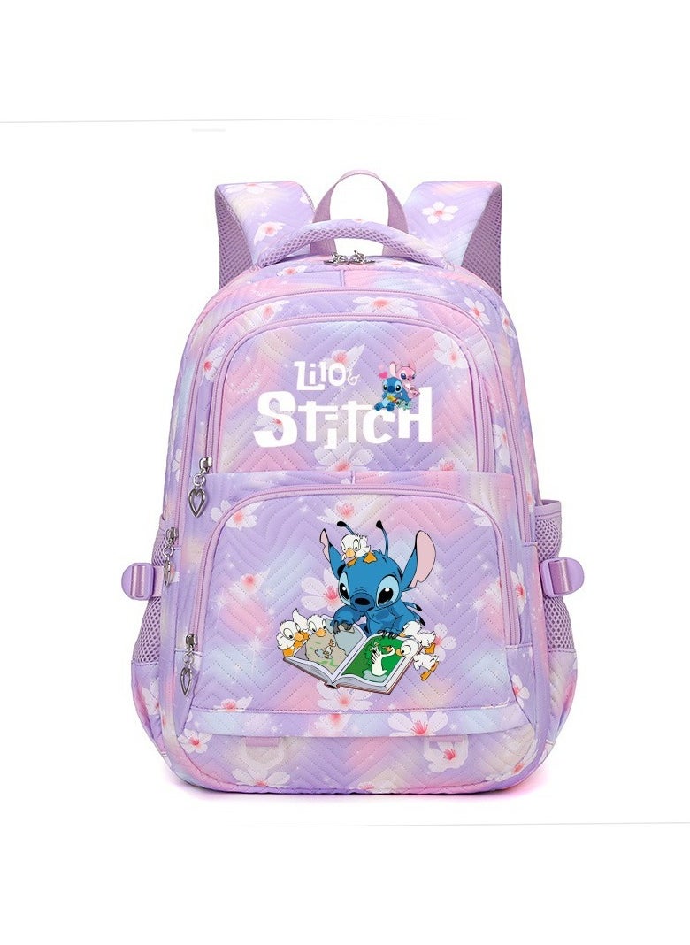 Stitch cartoon print embossed large capacity schoolbag for primary and secondary school students cute backpack light and fashionable backpack 31*43*16CM