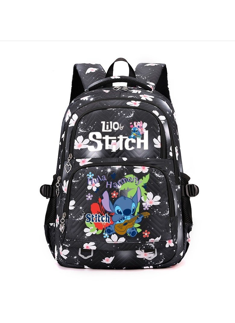 Stitch cartoon print embossed large capacity schoolbag for primary and secondary school students cute backpack light and fashionable backpack 31*43*16CM