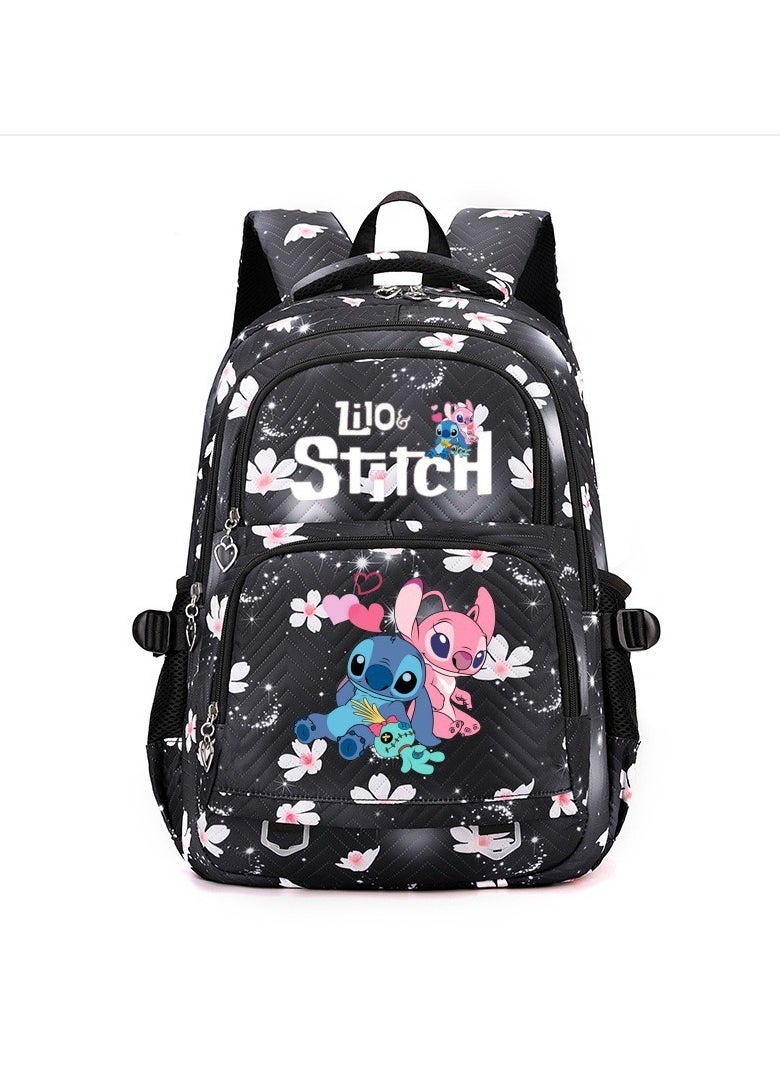 Stitch cartoon print embossed large capacity schoolbag for primary and secondary school students cute backpack light and fashionable backpack 31*43*16CM