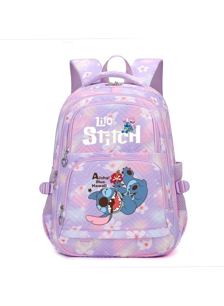 Stitch cartoon print embossed large capacity schoolbag for primary and secondary school students cute backpack light and fashionable backpack 31*43*16CM