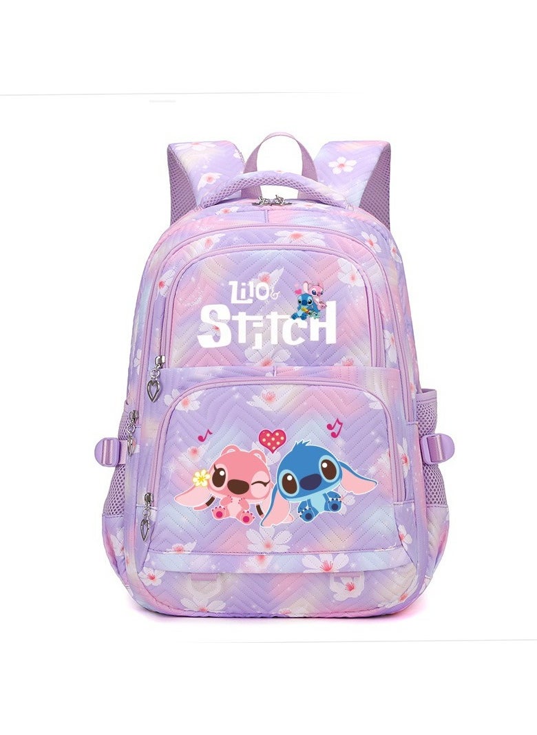 Stitch cartoon print embossed large capacity schoolbag for primary and secondary school students cute backpack light and fashionable backpack 31*43*16CM