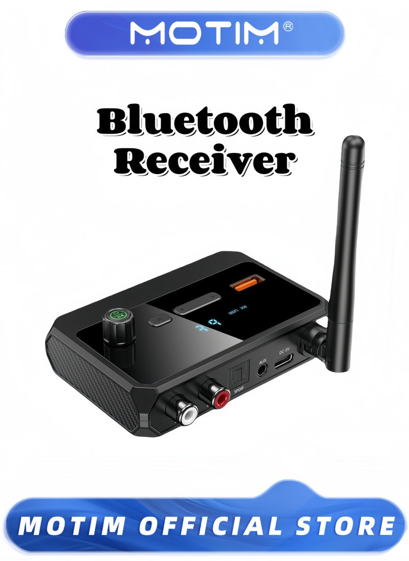 Bluetooth Receiver Adapter Bluetooth 5.3 Receiver Wireless Music Adapter for Home Stereo/Car Stereo/AV Receiver/Headphone/Speaker, Support AUX/USB