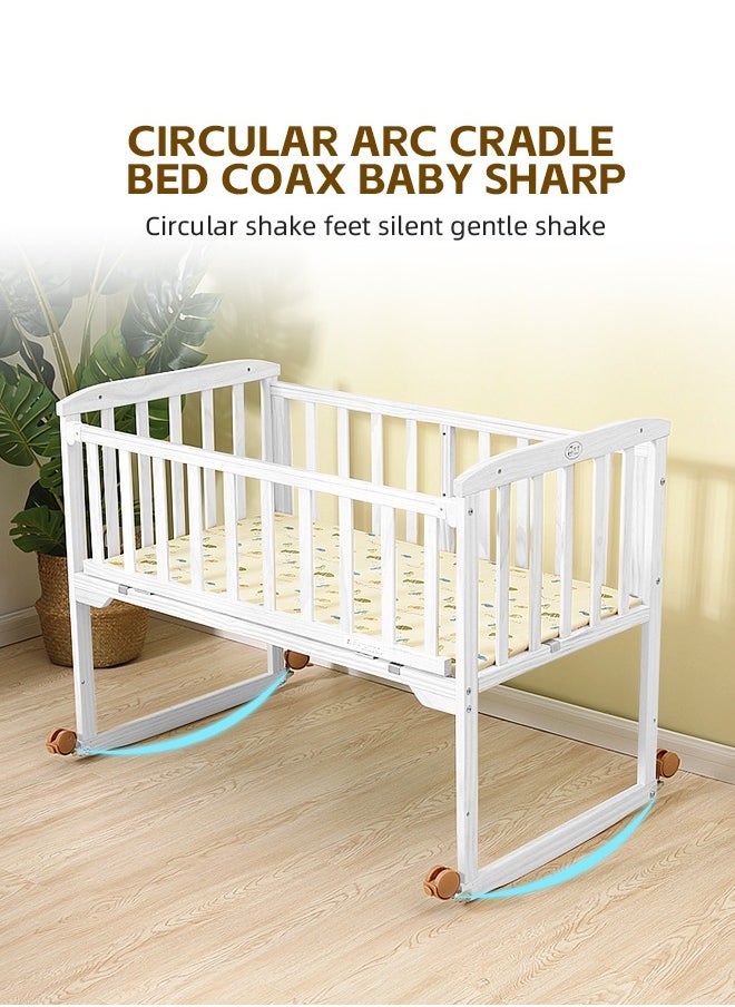 Wodden Baby Crib Multifunctional Baby Bed Baby Cot with Mosquito Net Wood Baby Bedside Crib with Wheels