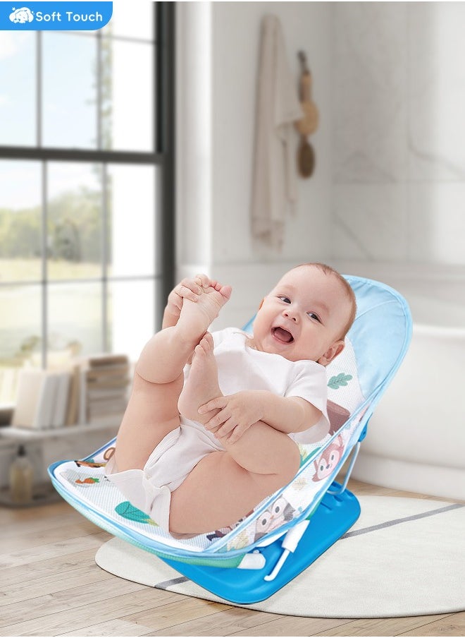 Portable Baby Shower Foldable Baby Bath Seat Chair Anti Slip Baby Bather for Babies 0-12 Months Baby Bathing Chair with 3 Position Adjustable and Washable Soft Mesh Seat