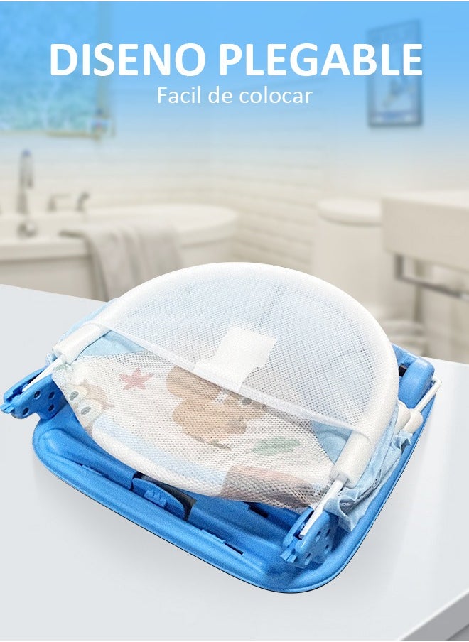 Portable Baby Shower Foldable Baby Bath Seat Chair Anti Slip Baby Bather for Babies 0-12 Months Baby Bathing Chair with 3 Position Adjustable and Washable Soft Mesh Seat