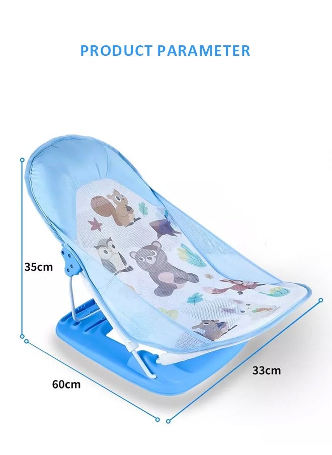 Portable Baby Shower Foldable Baby Bath Seat Chair Anti Slip Baby Bather for Babies 0-12 Months Baby Bathing Chair with 3 Position Adjustable and Washable Soft Mesh Seat