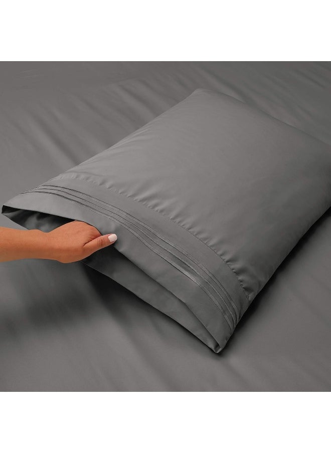 Clara Clark Bed Sheets, Premier 1800 Series Bed Sheet Set with Extra Set Pillowcases, Deep Pocket Fitted Sheet, Luxury Soft Bedding Sheets & Pillowcases, Full XL, Charcoal Gray