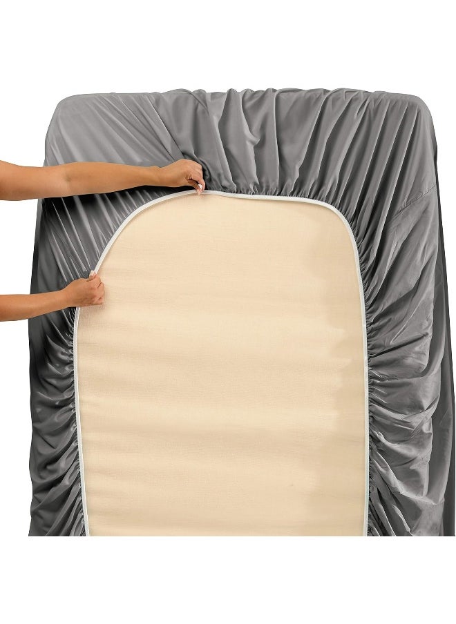 Clara Clark Bed Sheets, Premier 1800 Series Bed Sheet Set with Extra Set Pillowcases, Deep Pocket Fitted Sheet, Luxury Soft Bedding Sheets & Pillowcases, Full XL, Charcoal Gray