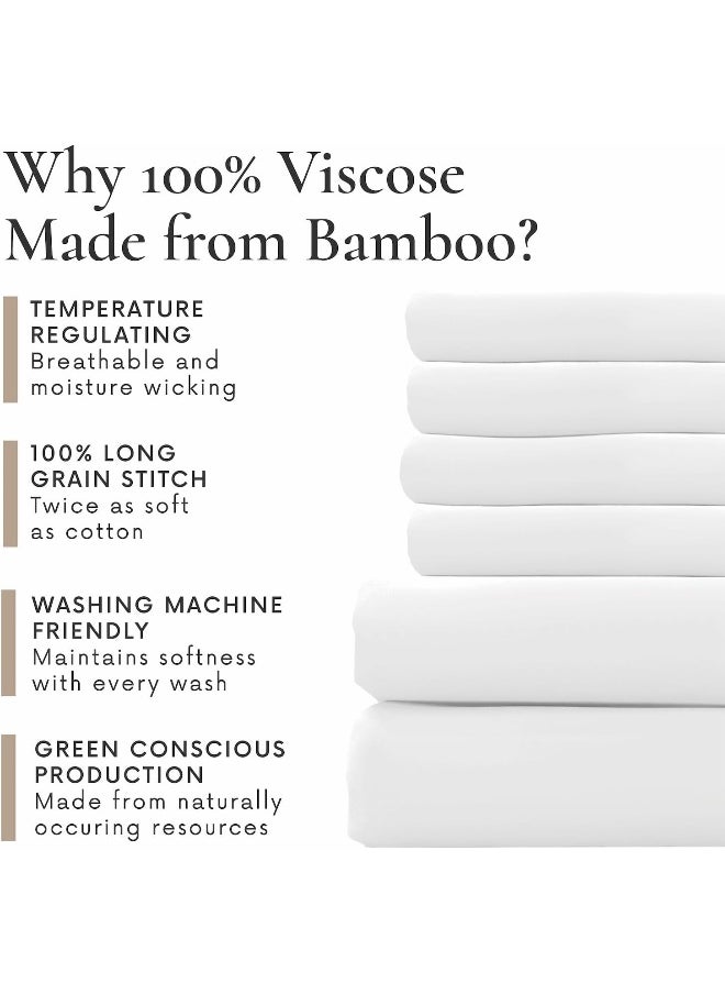 Bamboo Bay 6 Piece California King Size Sheet Set, 100% Viscose Made from Bamboo, Breathable, Ultra Soft Cooling Bed Sheets for Hot Sleepers, Beddings with Deep Pockets Fit 16