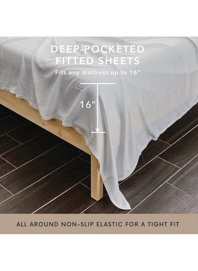 Bamboo Bay 6 Piece California King Size Sheet Set, 100% Viscose Made from Bamboo, Breathable, Ultra Soft Cooling Bed Sheets for Hot Sleepers, Beddings with Deep Pockets Fit 16