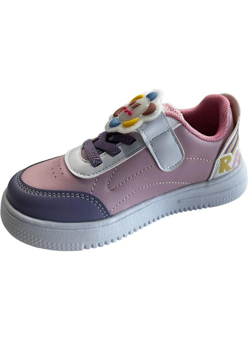 Kids 1723 Pink Lilac Girls Booties Sneakers Pink Purple