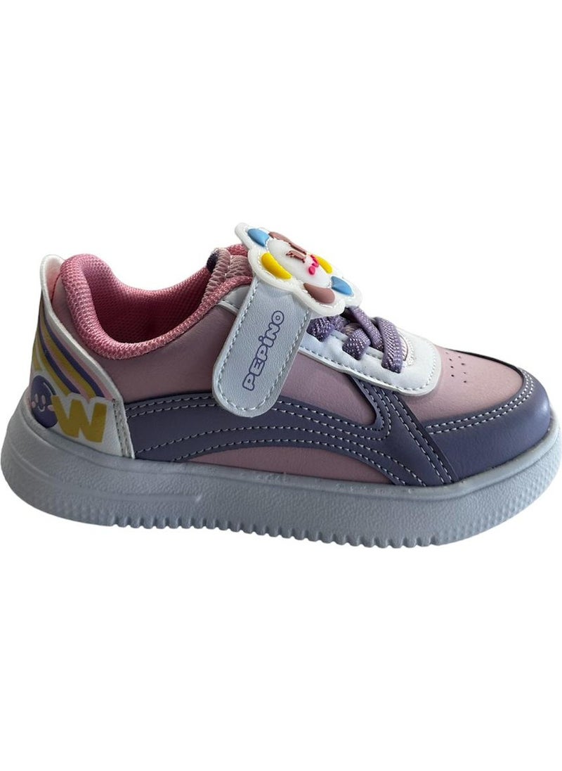 Kids 1723 Pink Lilac Girls Booties Sneakers Pink Purple