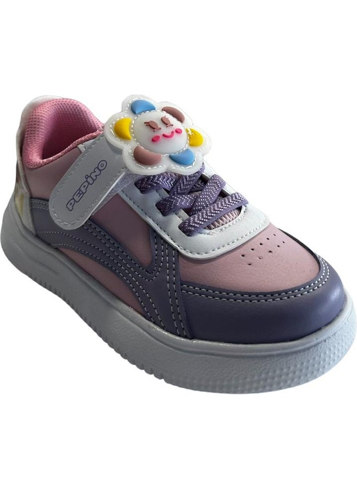 Kids 1723 Pink Lilac Girls Booties Sneakers Pink Purple