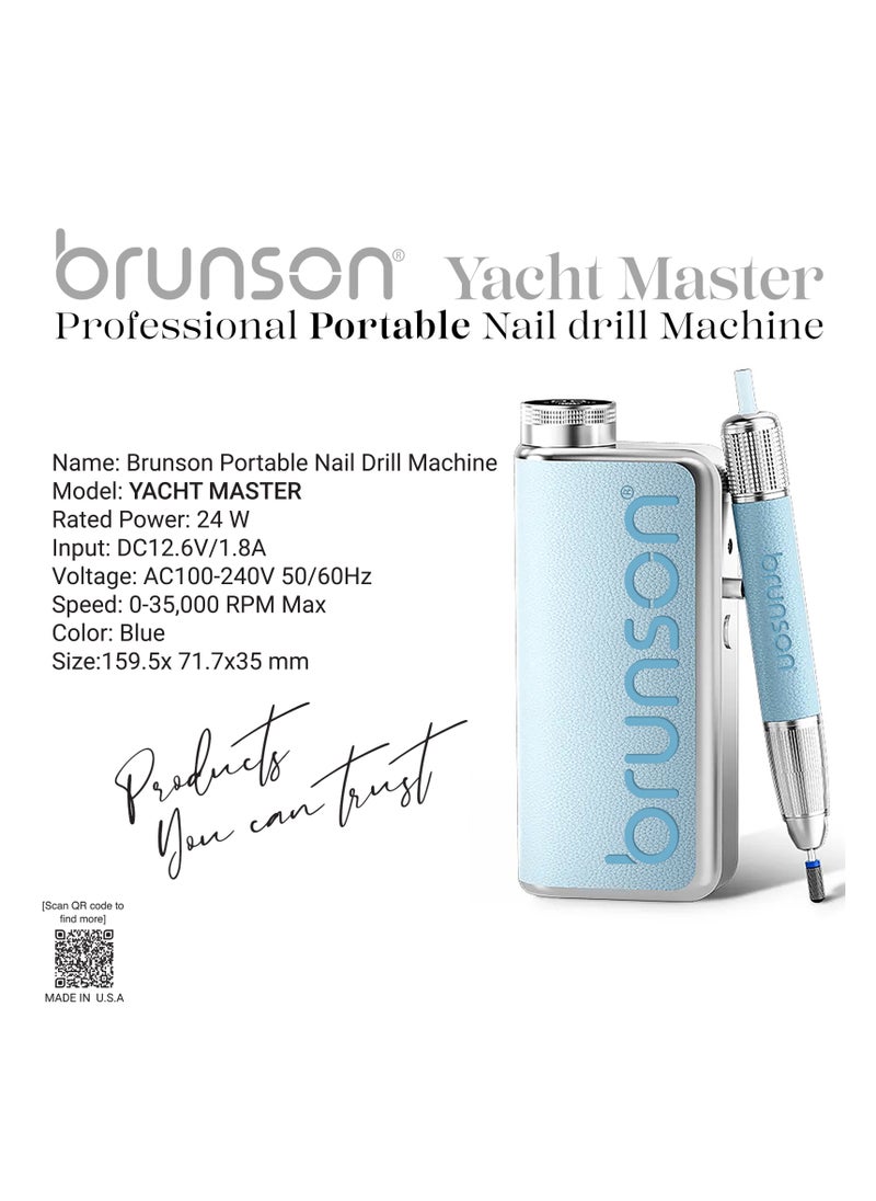 Yacht Master Professional Nail Drill Machine 35000 RPM Waterproof Dustproof Cordless Rechargeable with Brushless Motor 24W Power 1 Year Warranty 1 Nail Drill Bit
