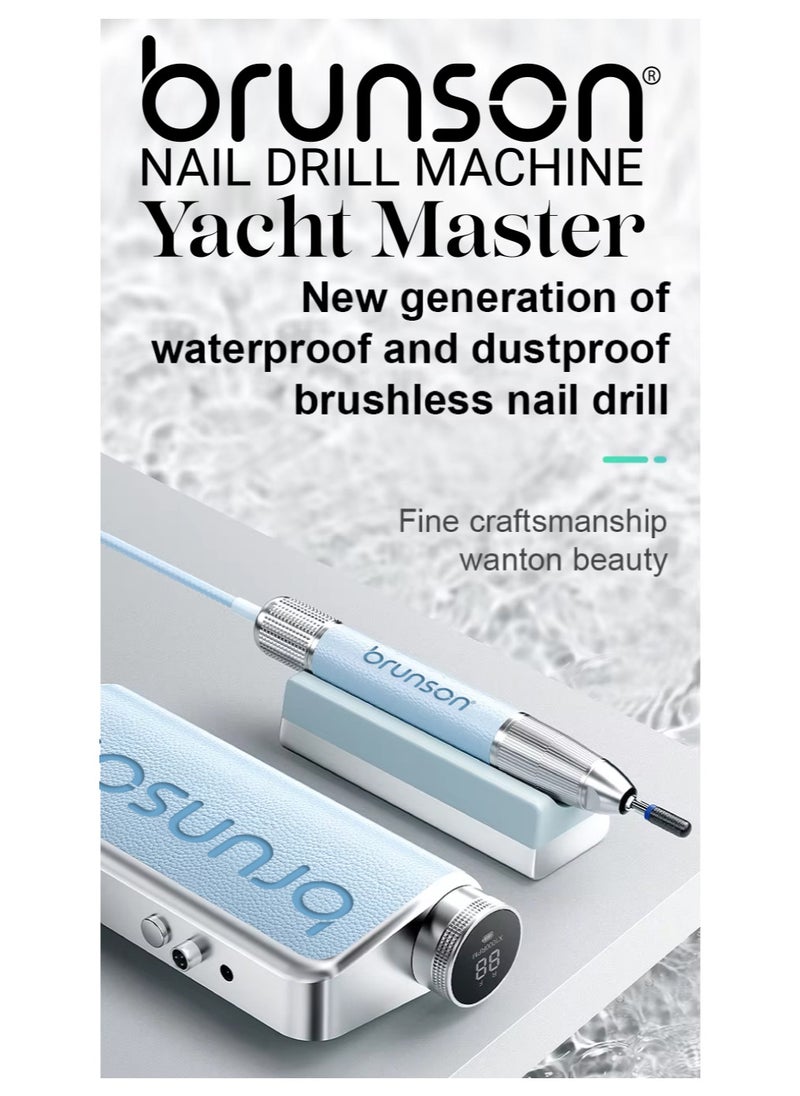 Yacht Master Professional Nail Drill Machine 35000 RPM Waterproof Dustproof Cordless Rechargeable with Brushless Motor 24W Power 1 Year Warranty 1 Nail Drill Bit