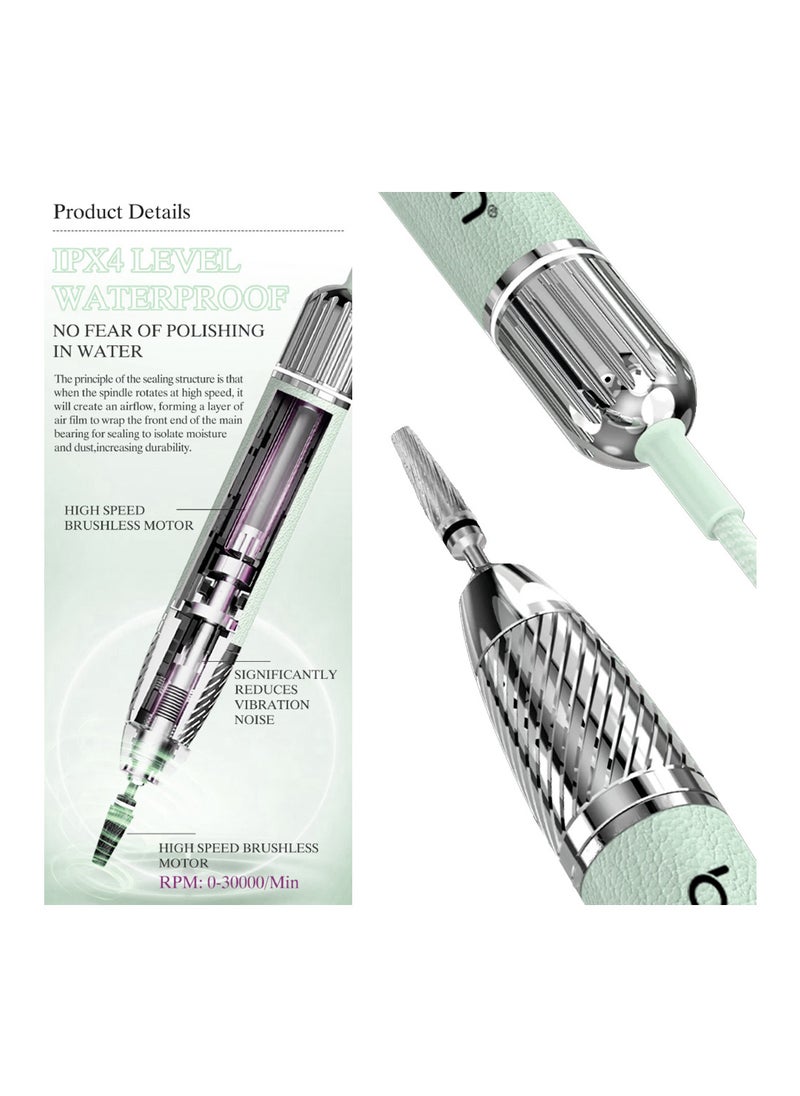 Brunson Submarine Portable Nail Drill Machine Waterproof Low Noise and Vibration 30000 RPM E File for Manicure and Pedicure Professional Electric Nail Drill for Gel Nails Salon and Home Use
