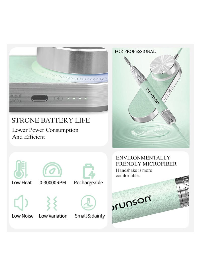 Brunson Submarine Portable Nail Drill Machine Waterproof Low Noise and Vibration 30000 RPM E File for Manicure and Pedicure Professional Electric Nail Drill for Gel Nails Salon and Home Use