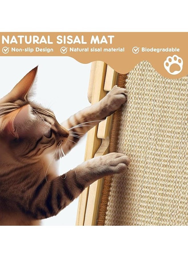 Natural Wooden Cat Bed, Adjustable Cat Hammock with Sisal Pad, Mini Beach Chair for Cats Puppies Rabbits and Other Small Pets (Sisal)