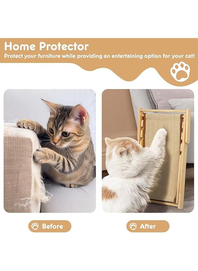 Natural Wooden Cat Bed, Adjustable Cat Hammock with Sisal Pad, Mini Beach Chair for Cats Puppies Rabbits and Other Small Pets (Sisal)