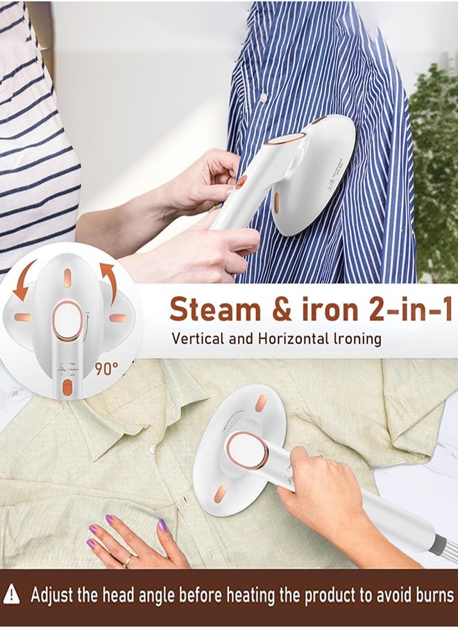 Handheld Steamer for Clothes,Travel Garment Steamer & Steam Iron with detachable 400ml Water Tank,Extra Large Soleplate Clothes Steamer with 4-adjustable ironing modes +90°rotatable ironing head