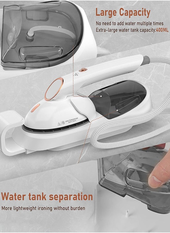 Handheld Steamer for Clothes,Travel Garment Steamer & Steam Iron with detachable 400ml Water Tank,Extra Large Soleplate Clothes Steamer with 4-adjustable ironing modes +90°rotatable ironing head