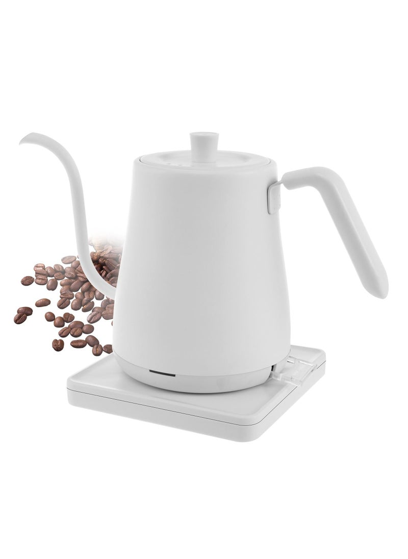 Electric Stainless Steel Kettle, 800ml Gooseneck Kettle Ultra Fast Boiling Hot Water Kettle, Auto Shutoff Anti-dry Protection, Hot Water Boiler for Pour-over Coffee, Tea, Leak-Proof Design (White)
