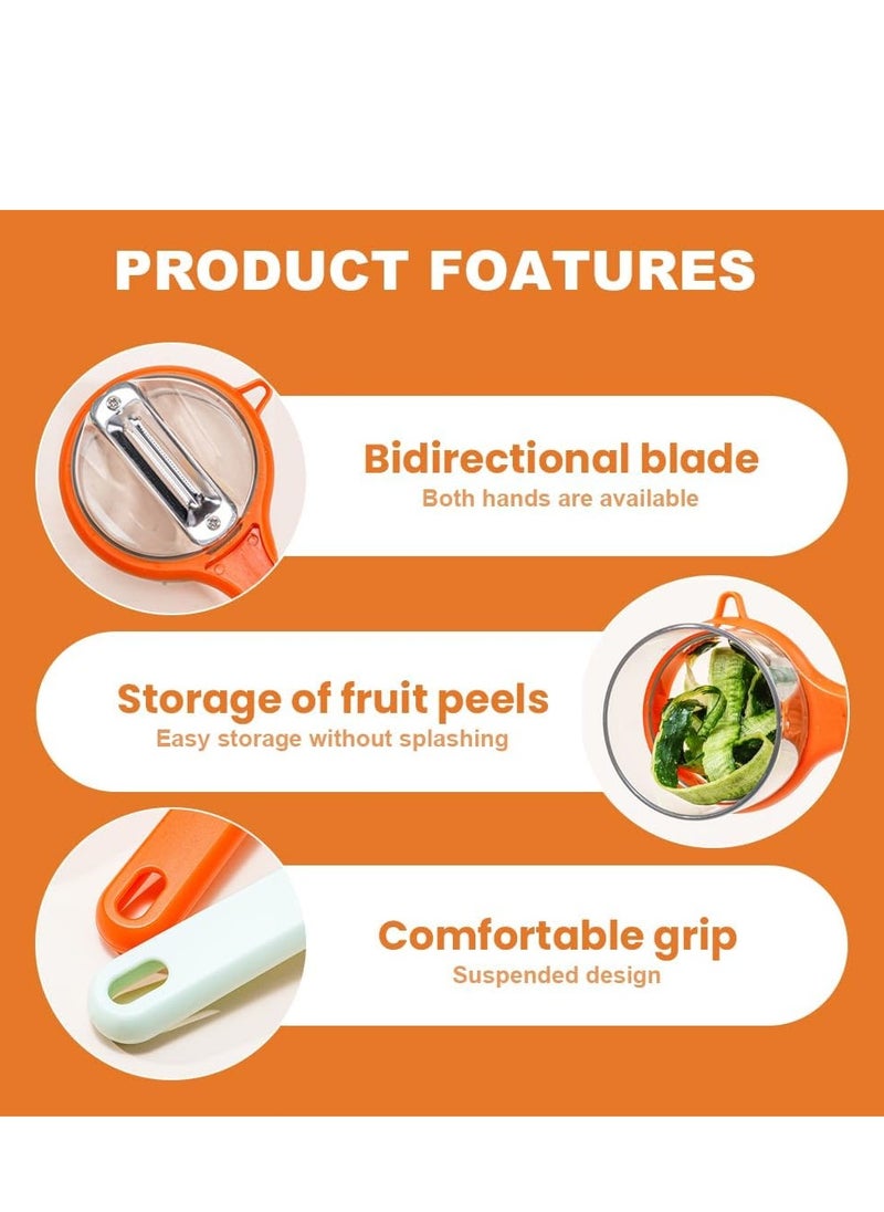 Double-Sided Stainless Steel Blade Peeling Knife with Storage Box,2025 New Upgrade Storage Peeler,Veggie Peeler with Container Box Multifunctional Peeler for Home Kitchen (Green/1pcs)