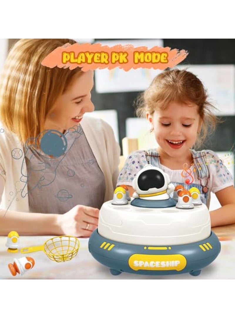 Pop Up Rocket Board Game, Catching Rocket Game, Family Game Night Board Game, Interactive Educational Toys with Sound, Magnetic Fishing Game Toys, PK Mode with 2 Net, for 4-10 Year Old Boys and Girls